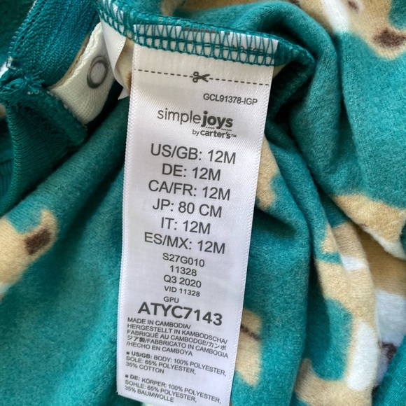 NWOT Carters 3-Pack Fleece Footie Pajama Set Sleeper PJs bundle size 12mo - Picture 7 of 11